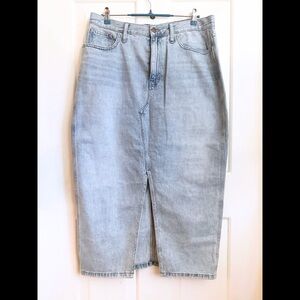 Madewell Light Blue Rigid Denim MIDI Skirt